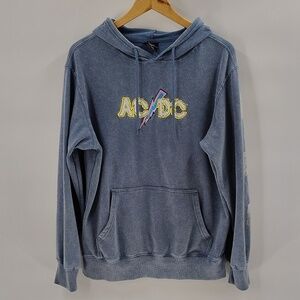 AC/DC Embroidered Blue Hoodie Sweatshirt Size Medium Mens ACDC